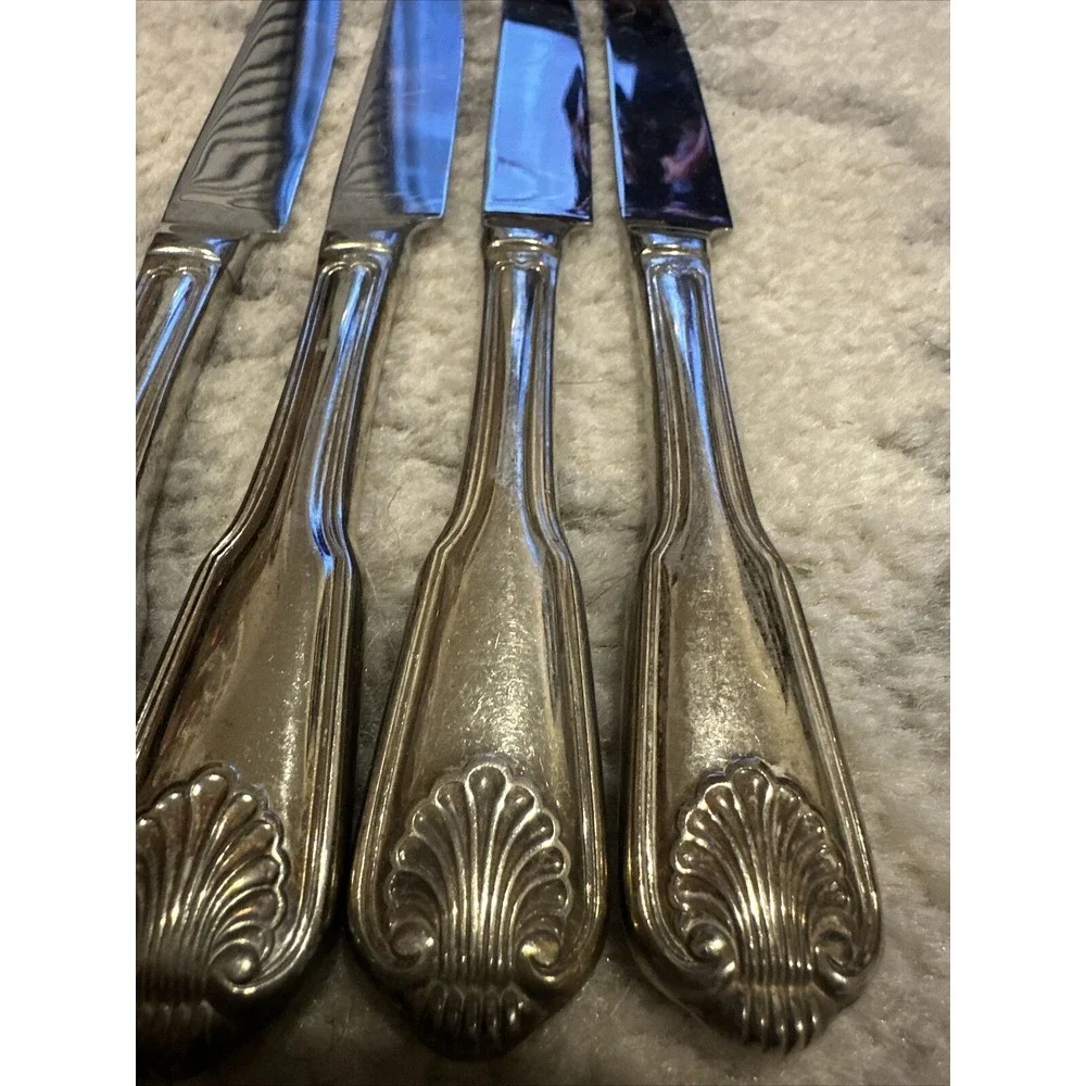 4 Towle ENGLISH SHELL Silverplate‎ Supreme Cutlery JAPAN Silverware Dinner Knife